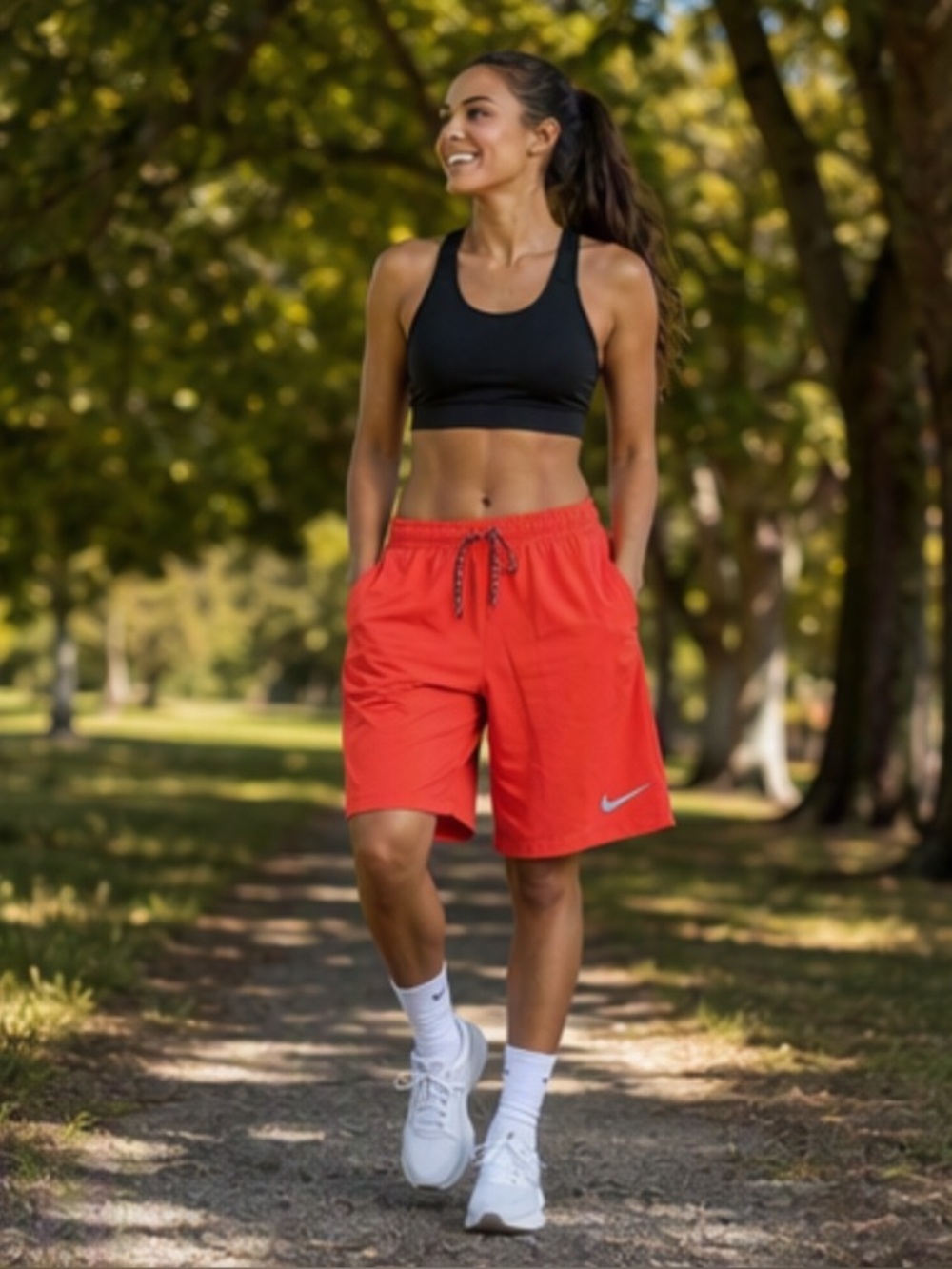 🌷NIKE Running🌷 Orange Red Dri Fit Shorts    